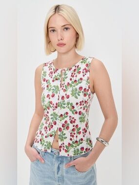 Free People NWT Tilly Vest in Antique Ivory Combo Size (L) Effortless Style